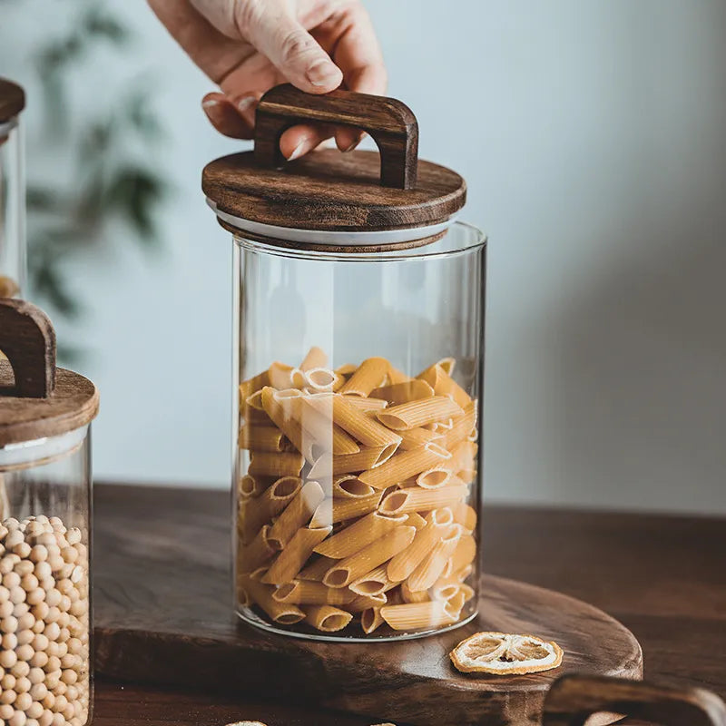 Borosilicate Glass Jar with Wood Lid