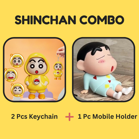 Shin-chan Keychain & Phone Buddy Holder( 2 Pcs Keychain+ 1 pc Phone holder )