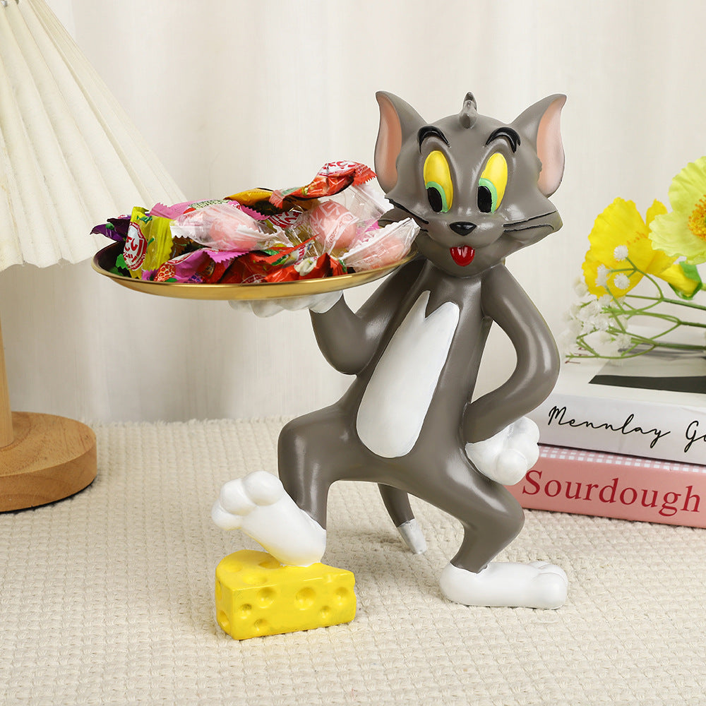 Tom Cat Figure with Gold Tray