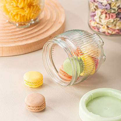 Airtight Ribbed Glass Jar