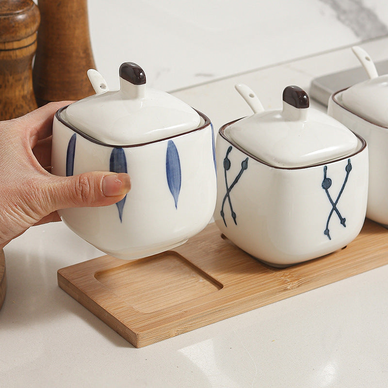Wooden Tray Jar Set