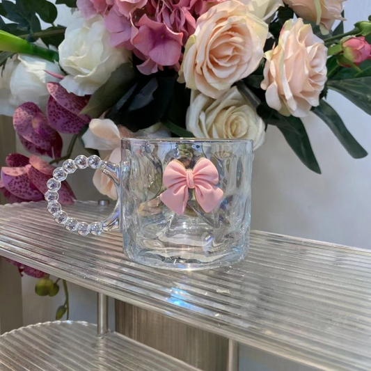 Pink Bow Glass Mug
