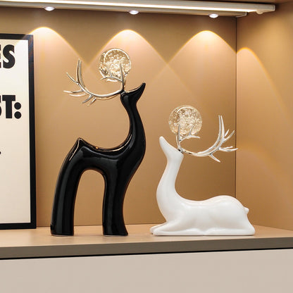 Crystal Ball Ceramic Deer Ornaments