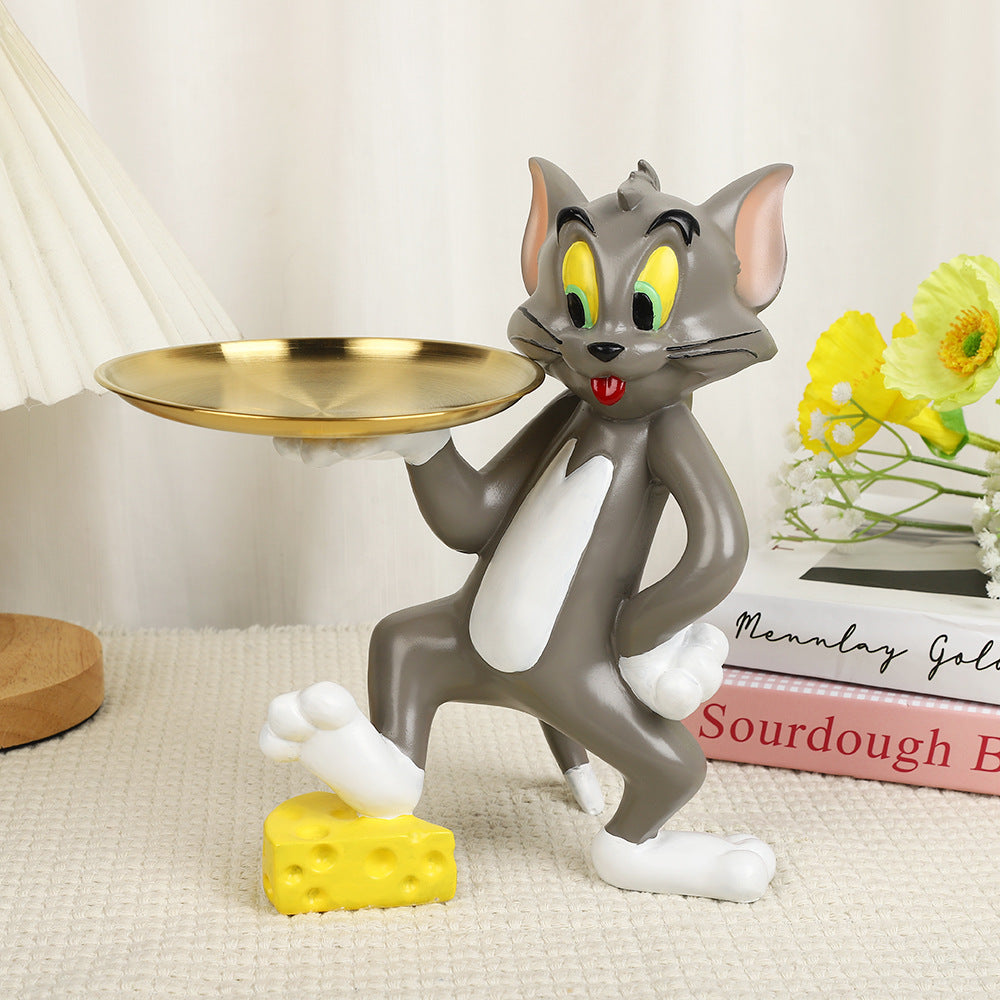 Tom Cat Figure with Gold Tray
