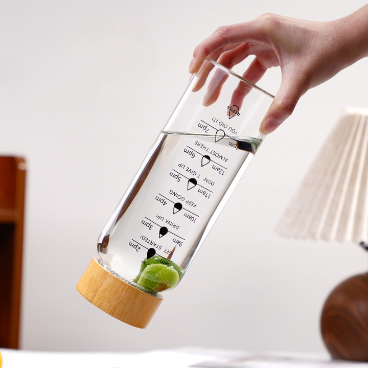 Bamboo Lid Glass Water Bottle (700 ML)