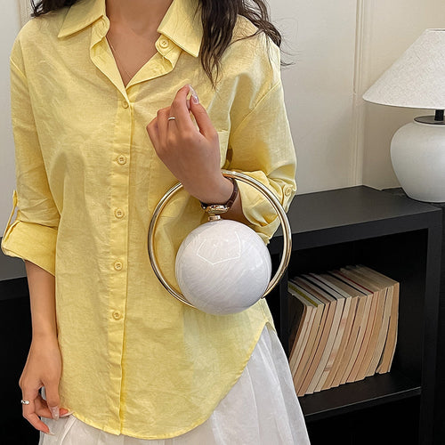 Luxury Round Clutch Bag (White)