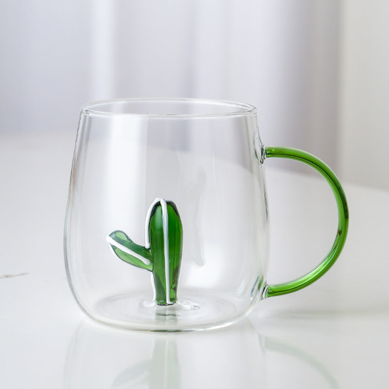 Elegant Cactus Glass Mug