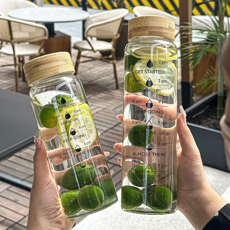 Bamboo Lid Glass Water Bottle (700 ML)