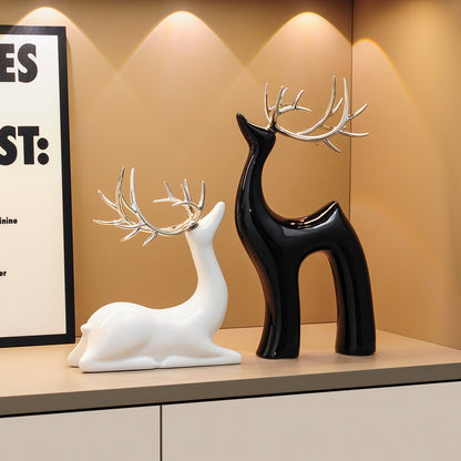 Crystal Ball Ceramic Deer Ornaments