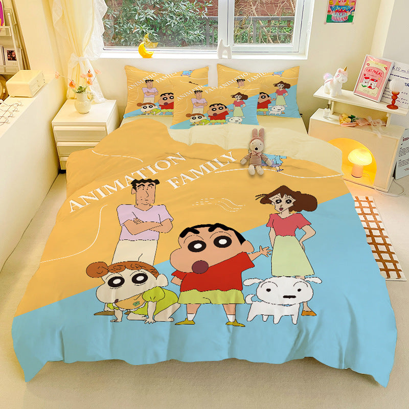 Shinchan Family Bedsheet Set (King Size)