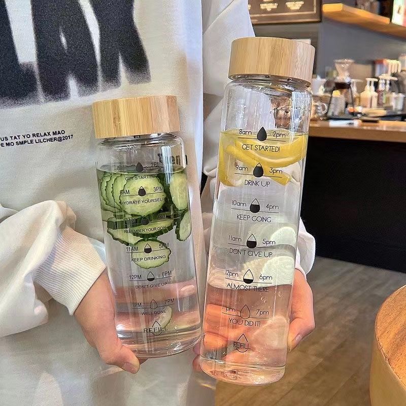 Bamboo Lid Glass Water Bottle (700 ML)