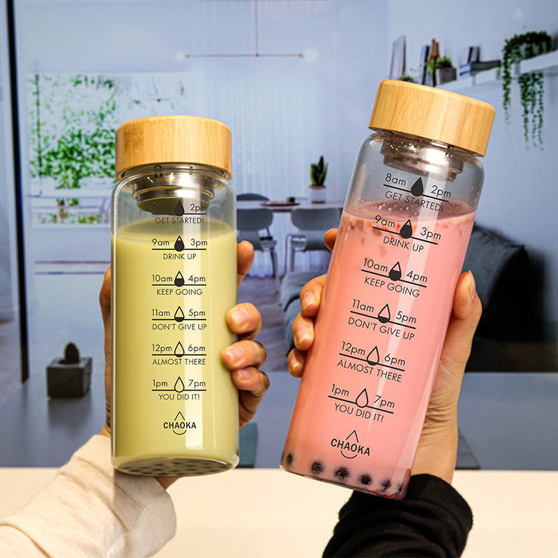 Bamboo Lid Glass Water Bottle (700 ML)