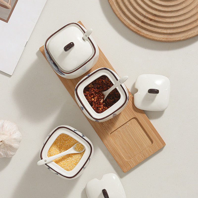 Wooden Tray Jar Set