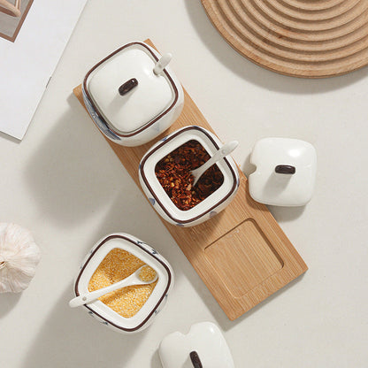 Wooden Tray Jar Set