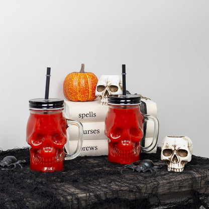 SkulloSip Glass with Lid & Straw