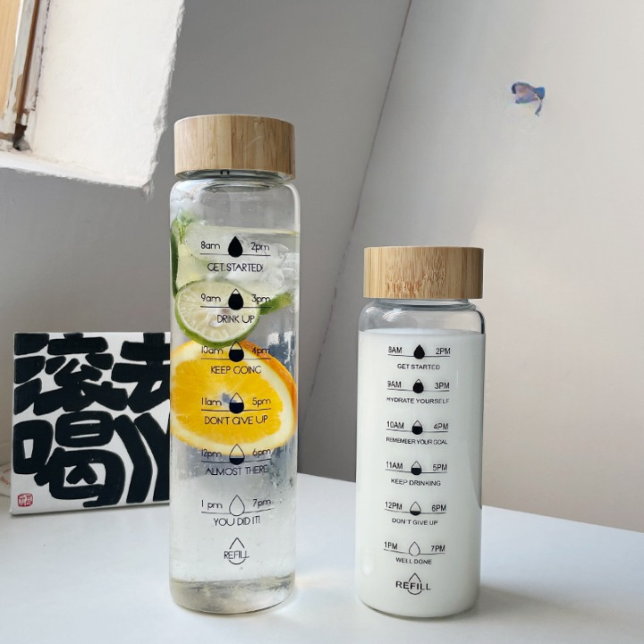 Bamboo Lid Glass Water Bottle (700 ML)