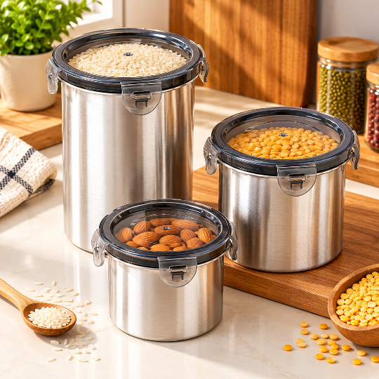Stackable Airtight Steel Container Set
