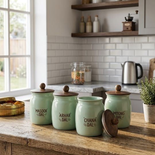 Mint Green Metal Storage Containers