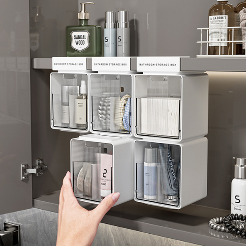 Flip-Door Bathroom Organizer