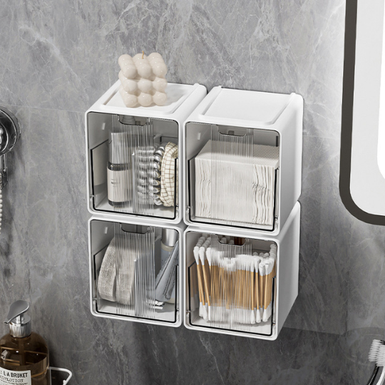 Flip-Door Bathroom Organizer