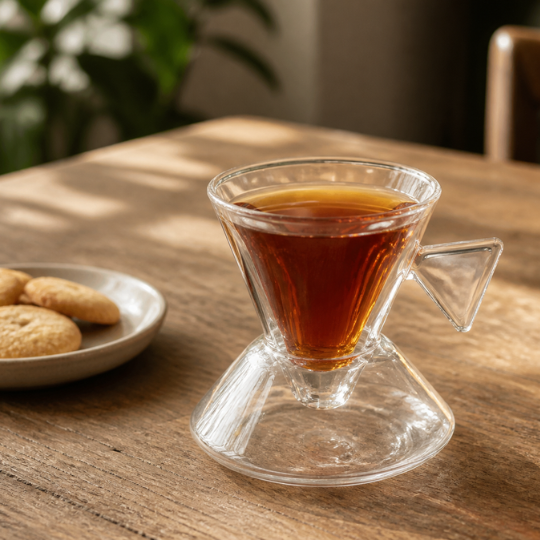Triangle Glass Tea Cup Set