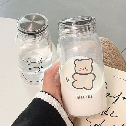 Cartoon Bear Glass Bottle