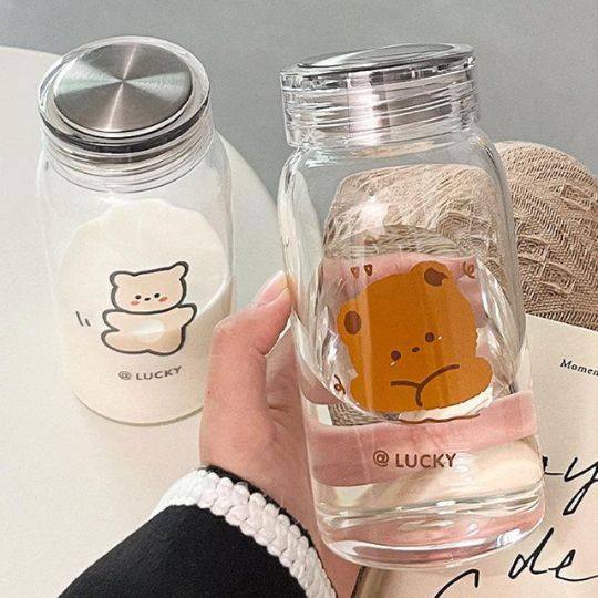 Cartoon Bear Glass Bottle