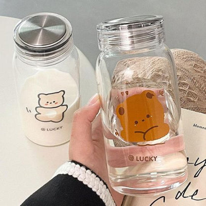 Cartoon Bear Glass Bottle