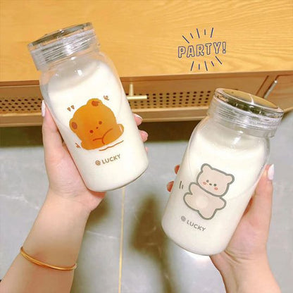 Cartoon Bear Glass Bottle