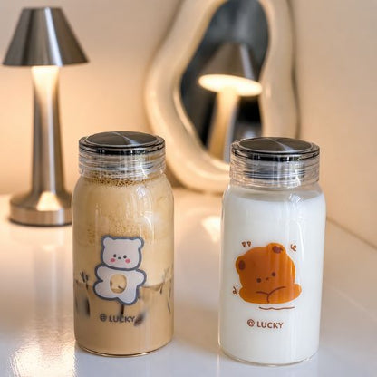 Cartoon Bear Glass Bottle