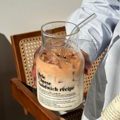Transparent Glass Bottle with Straw