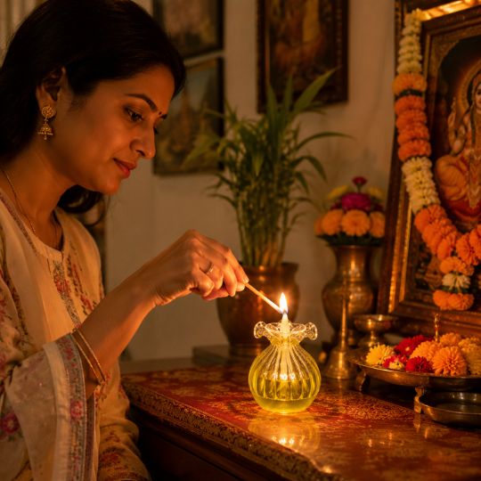 Crystal Bloom Diya