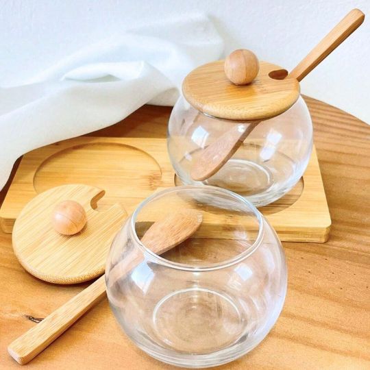 Glass Jars With Wood Tray