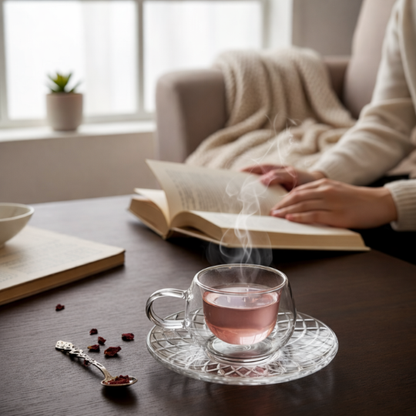 Double-Walled Glass Cup and Saucer