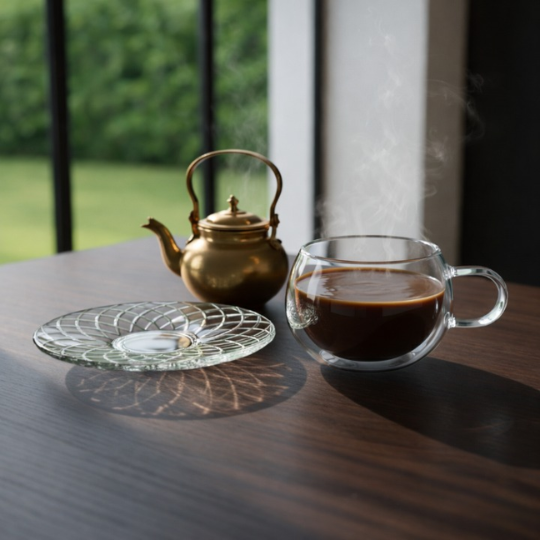 Double-Walled Glass Cup and Saucer