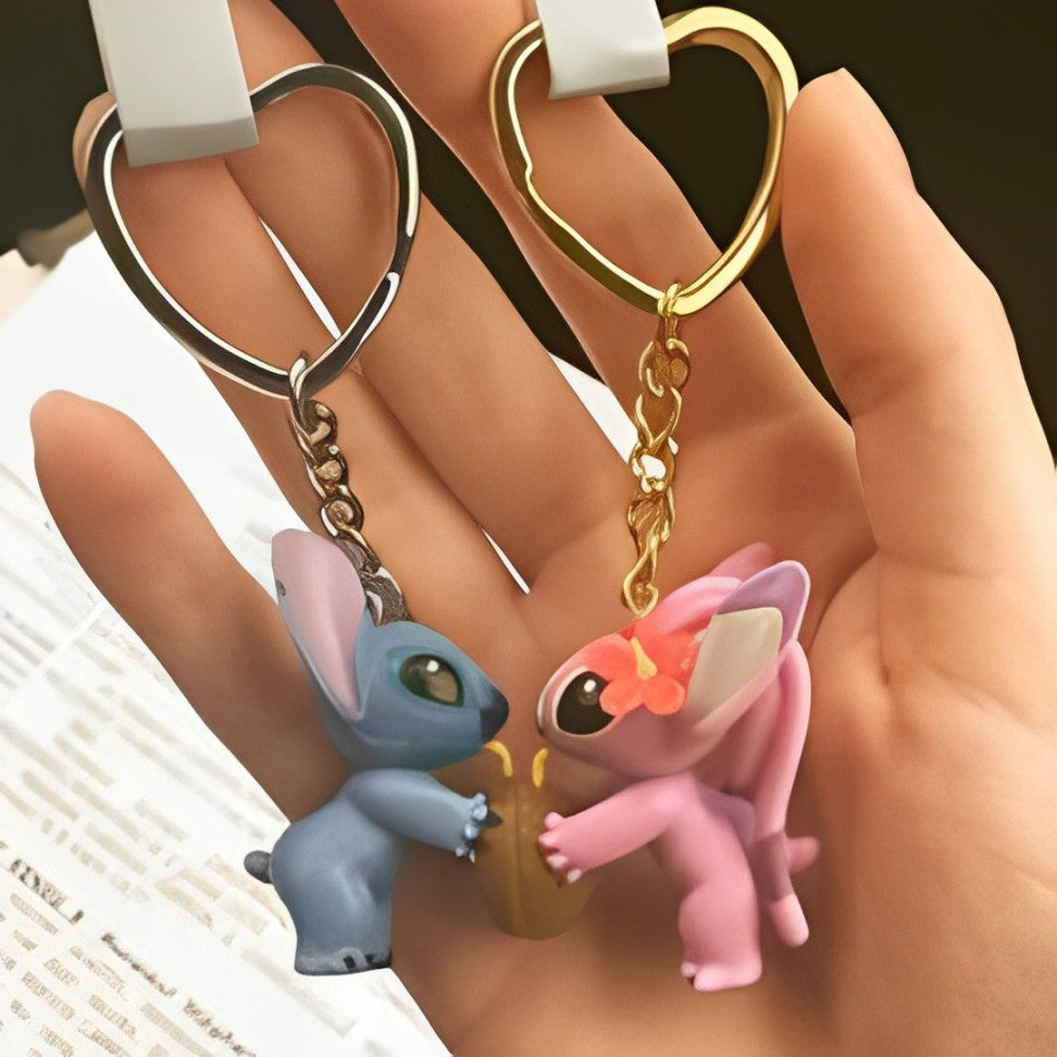 Stitch and Angel keychain