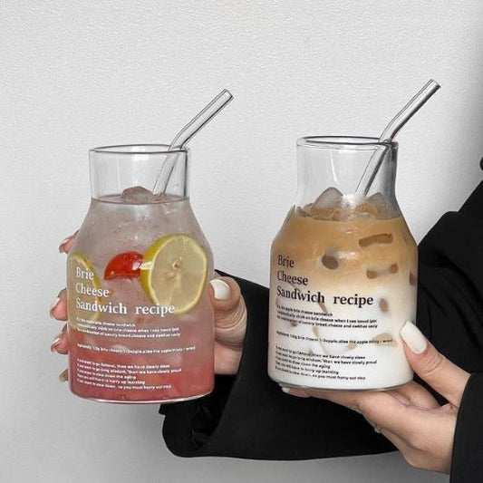 Transparent Glass Bottle with Straw