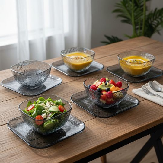 Crystal Glass Bowl with Saucer
