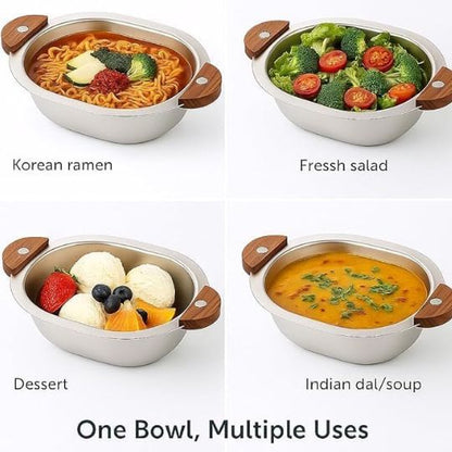 Stainless Steel Wooden Handle Bowl