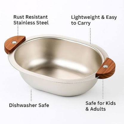 Stainless Steel Wooden Handle Bowl
