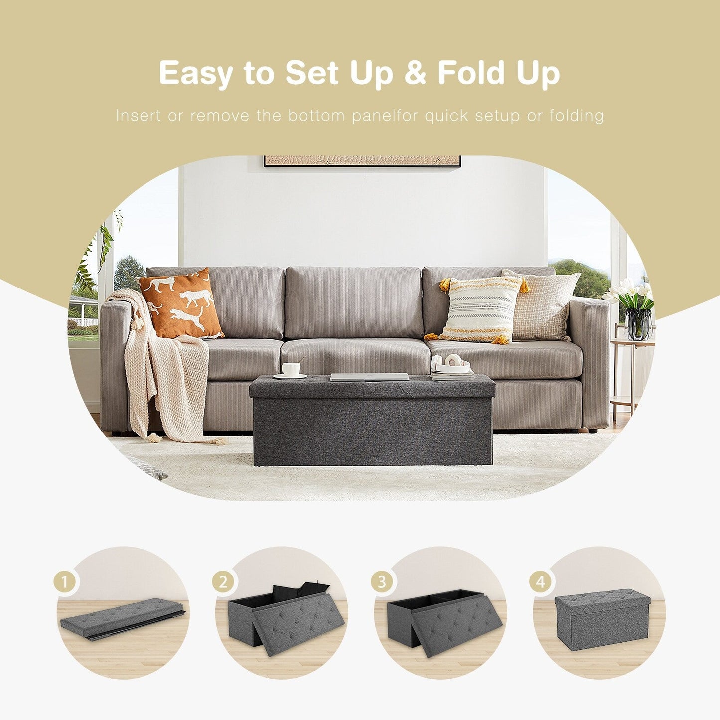Multi-use Foldable Ottoman Bench
