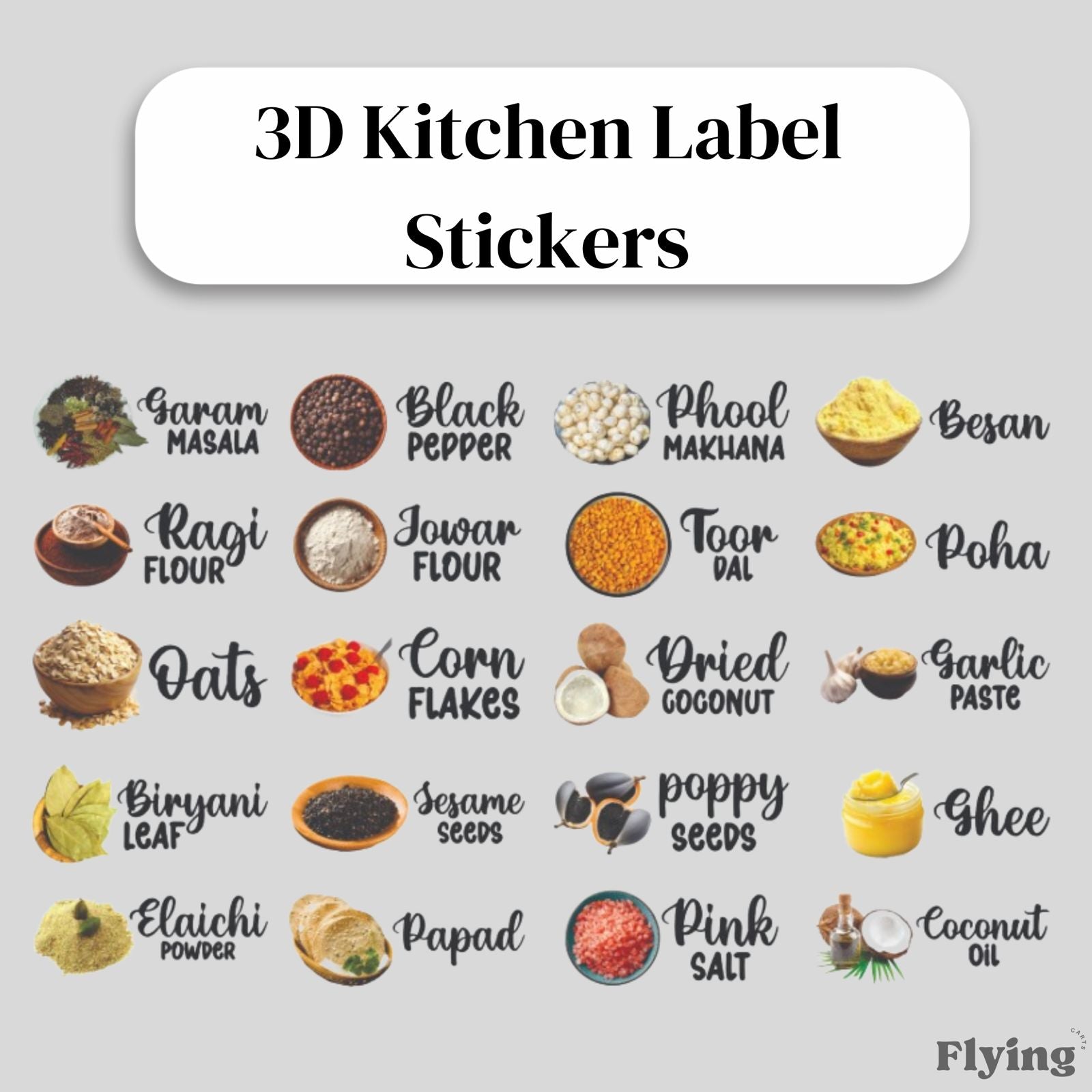 3D Kitchen Label Stickers – flyingcarts