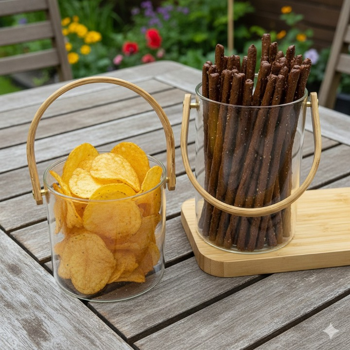 Bamboo Handle Glass Organizer Set