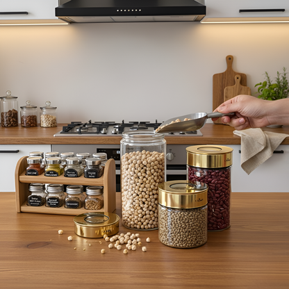 Golden Food Storage Jar