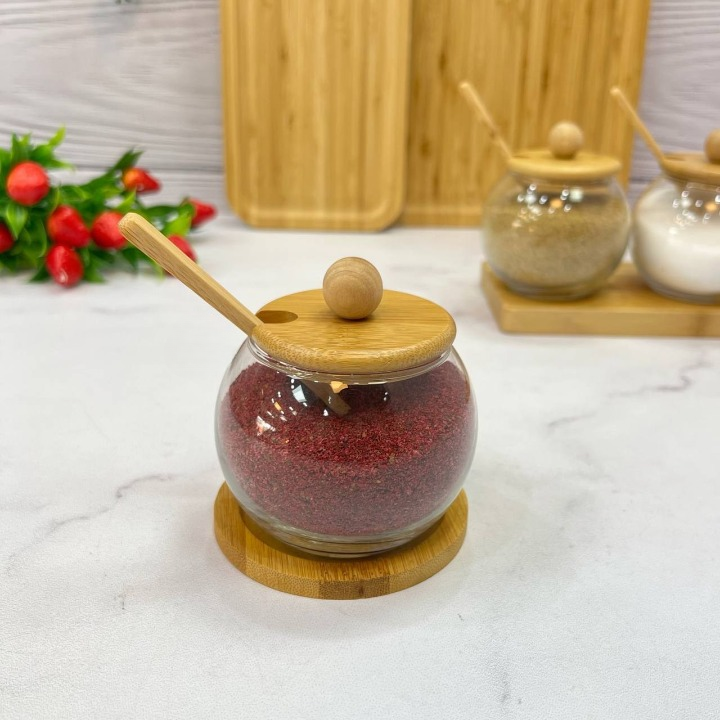 Glass Jars With Wood Tray