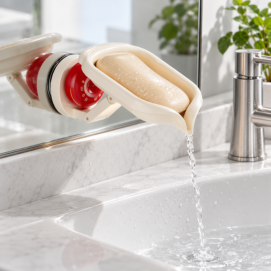 Soap holder drainage spout