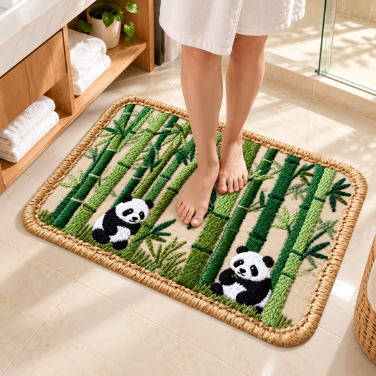 Bamboo Panda Absorbent Mat in bathroom use