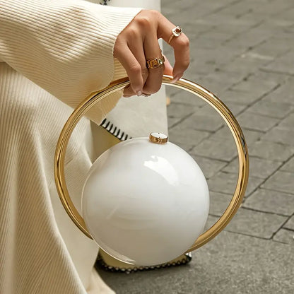 Luxury Round Clutch Bag (White)