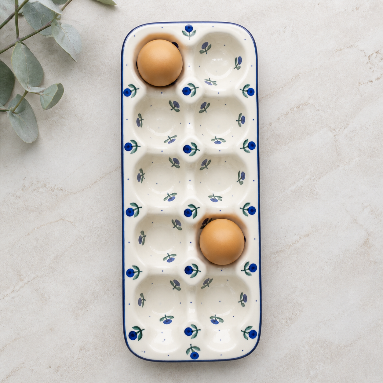 Top view of ceramic egg tray