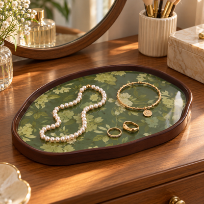 Botanical Harmony Serving Tray with jewellery